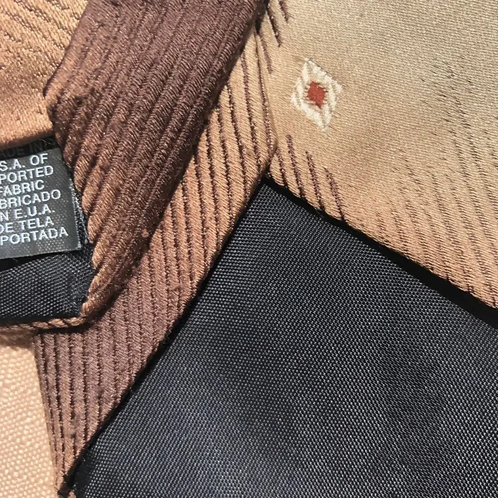 Town Craft Brown & Tan Diamond Print Necktie